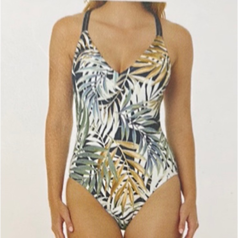 Hurley One Piece Swimsuit NWT size M UPF 50+ Tropical Leaf Design